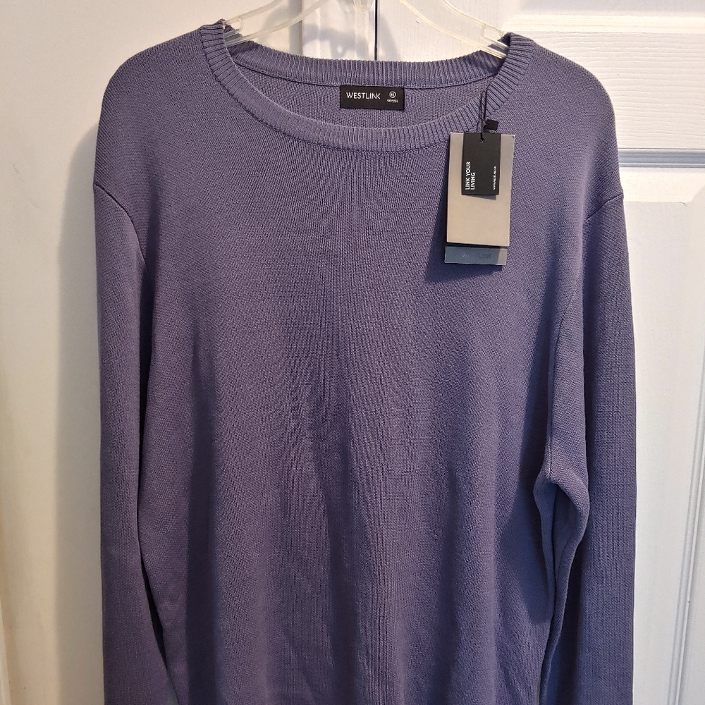 Westlink Blue Scoop Neck Sweater with Side Zipper